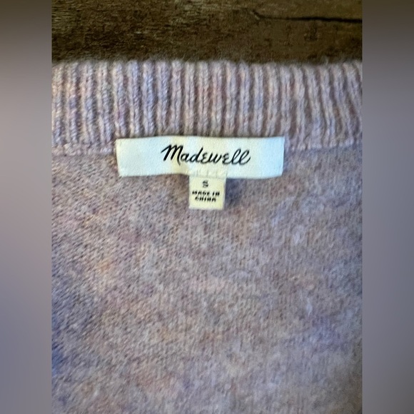 Madewell Womens Small Purple Bobble Pom Pom V-neck Wool Blend Sweater E2 - Picture 4 of 7